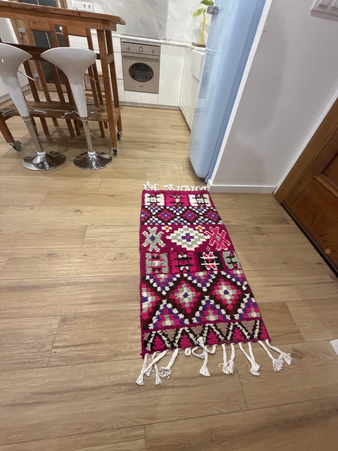 Customer photo review of Colorful Boujad Moroccan Rug – Pink & Purple Wool Carpet