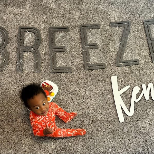 Customer photo review of First & Middle Wooden Name Sign