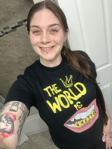 Customer photo review of The World Is Ghetto T-Shirt