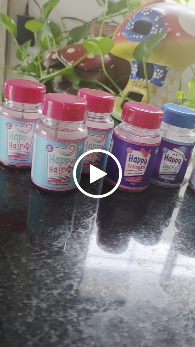 Customer video review of Happy Hair 3 Potes + 2 Potes Grátis + 1 Pote de Melatonina + 1 Pote de Colágeno (Total 7 Potes)