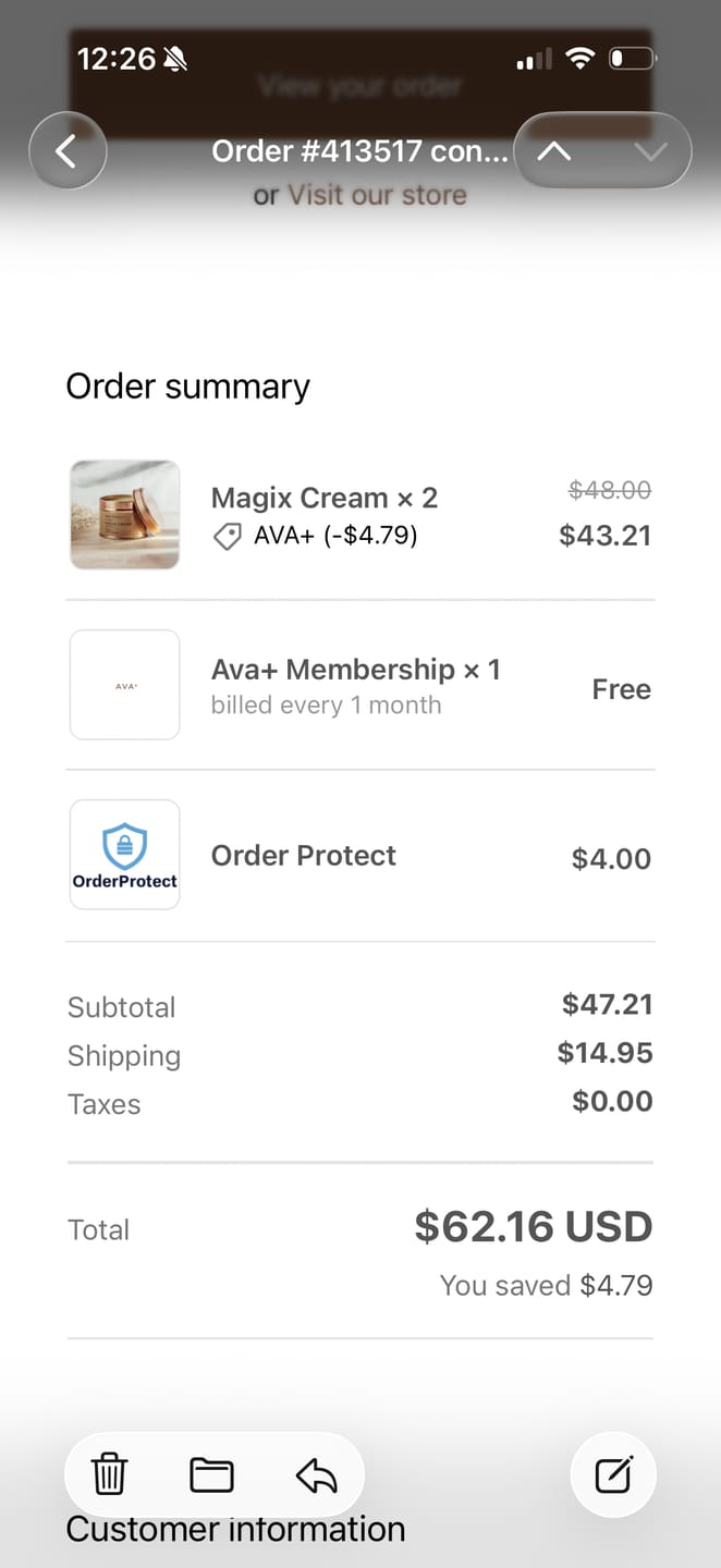 Customer photo review of Ava+ Membership
