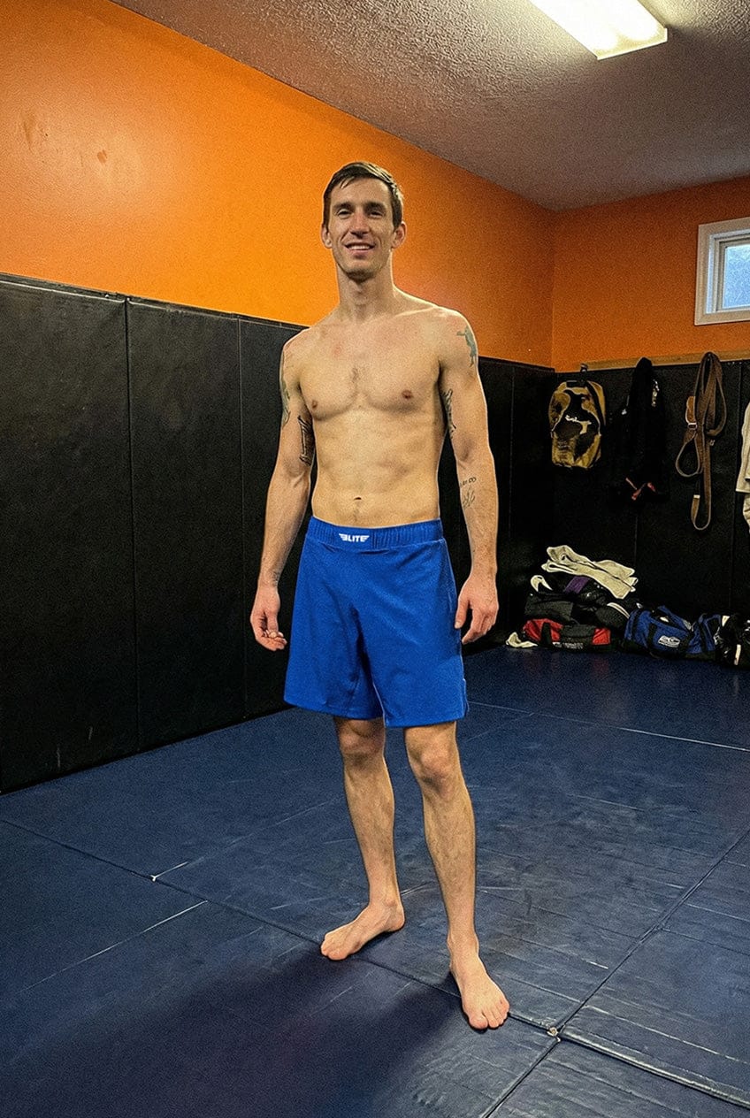 Customer photo review of Black Jack Blue No Gi Mens BJJ Shorts