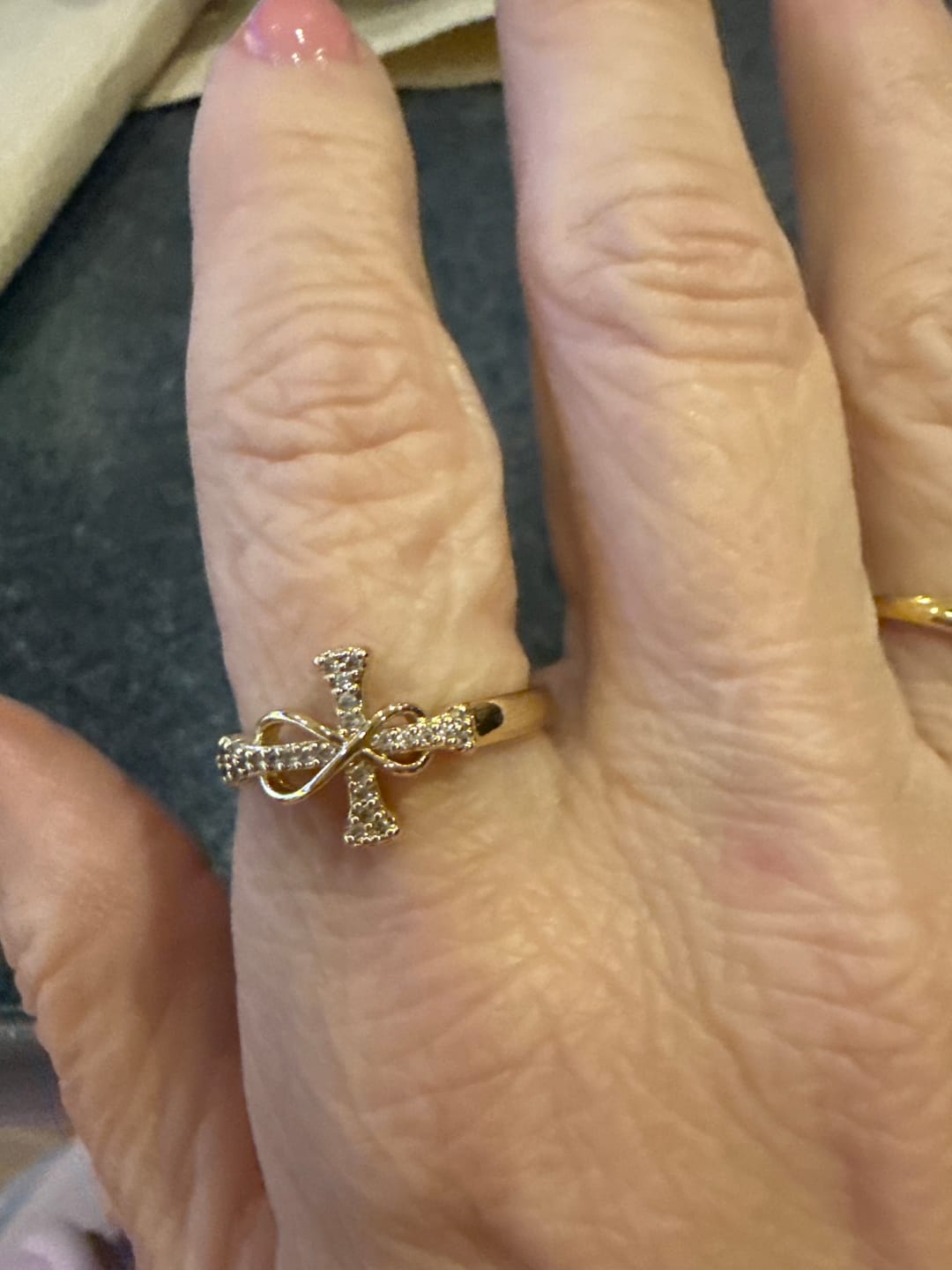 Customer photo review of FREE Today: Golden/Silver Mobius Cross Ring: Carry His Grace in Daily Wear