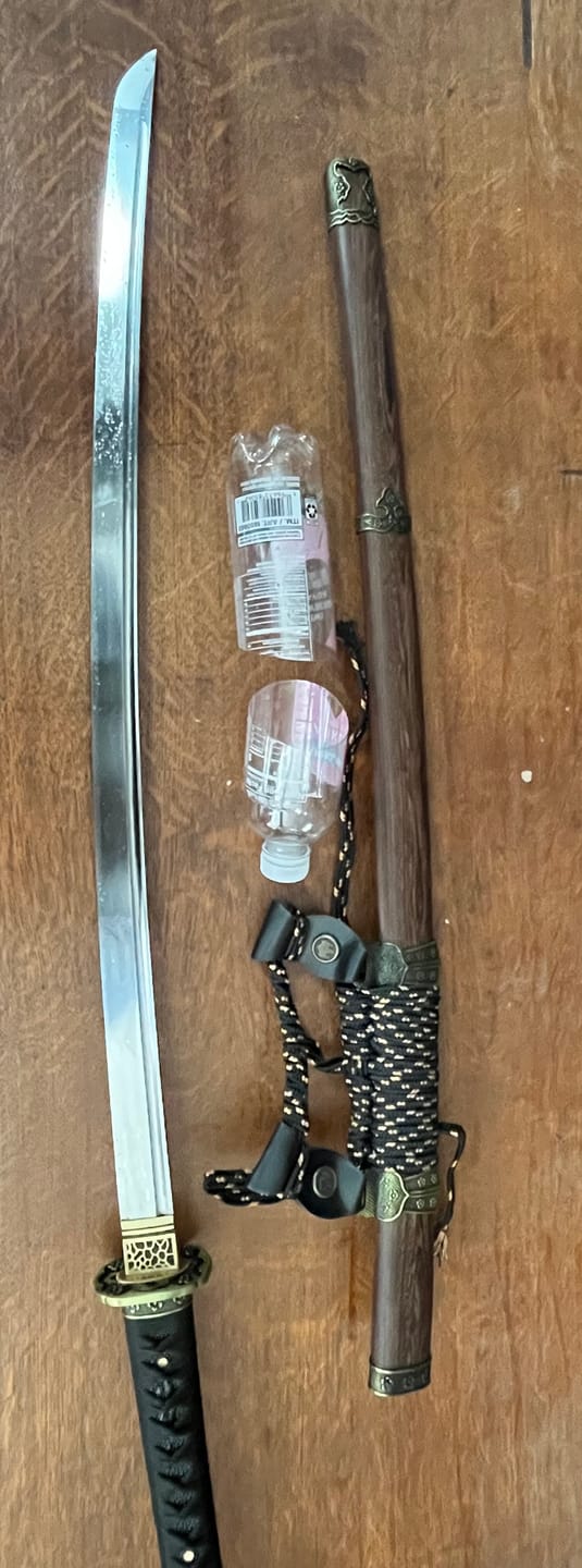 Customer photo review of The Sotoroiya Handmade Katana Spring Steel