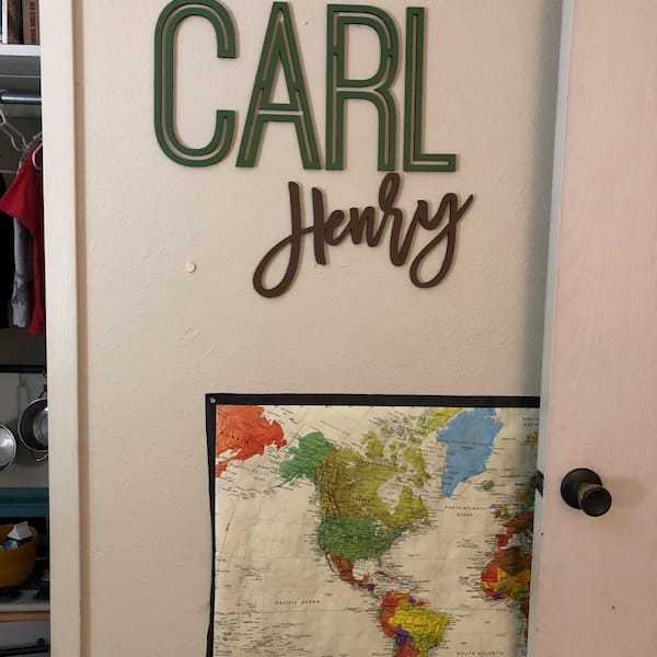 Customer photo review of First & Middle Wooden Name Sign