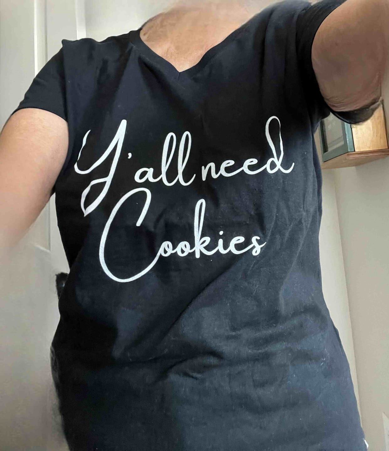 Customer photo review of Y'all need Cookies V-Neck T-Shirt