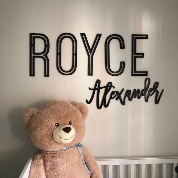 Customer photo review of First & Middle Wooden Name Sign