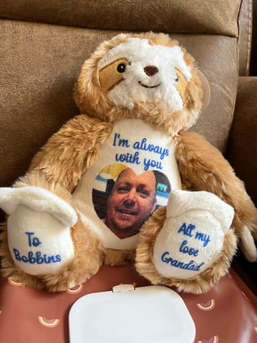 Customer photo review of A Cuddle from Heaven Personalised Photo Teddy Bear