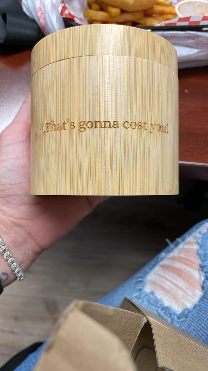 Customer photo review of Personalized Thor's Hammer Mjölnir Handmade Wooden Watch
