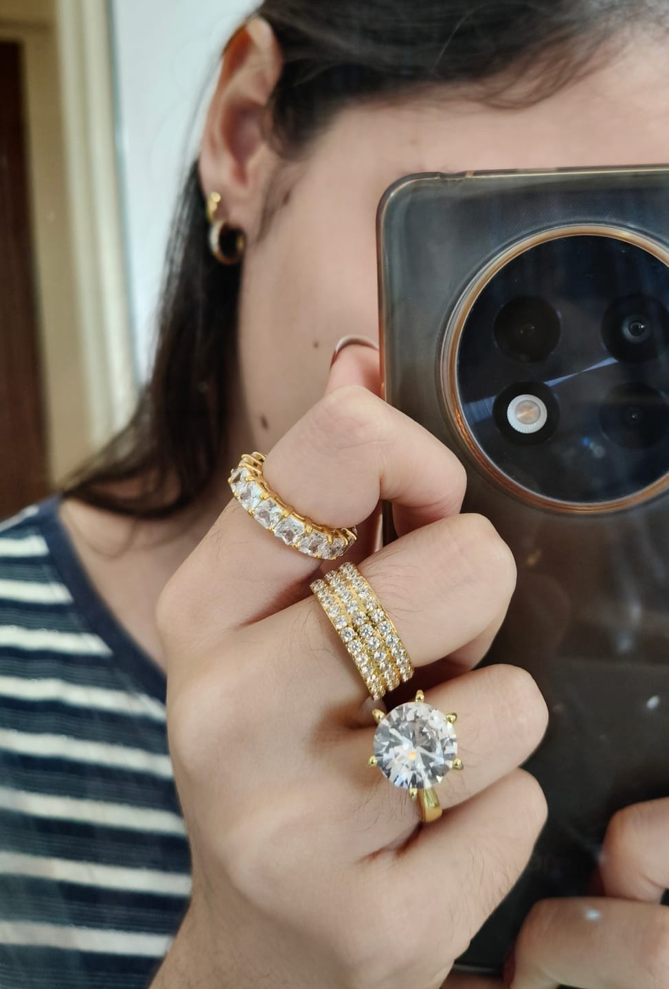 Customer photo review of Anel Mônaco Banhado em Ouro 18k