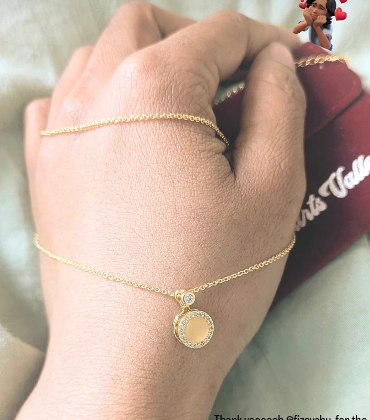 Customer photo review of Moonstone Meditation Necklace