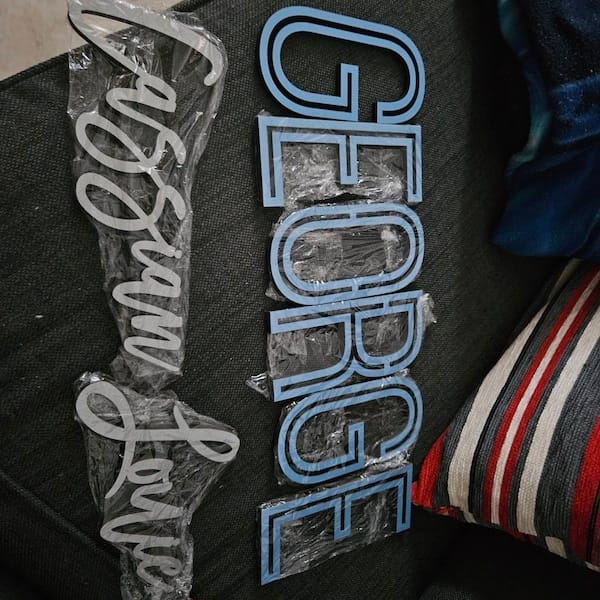 Customer photo review of First & Middle Wooden Name Sign