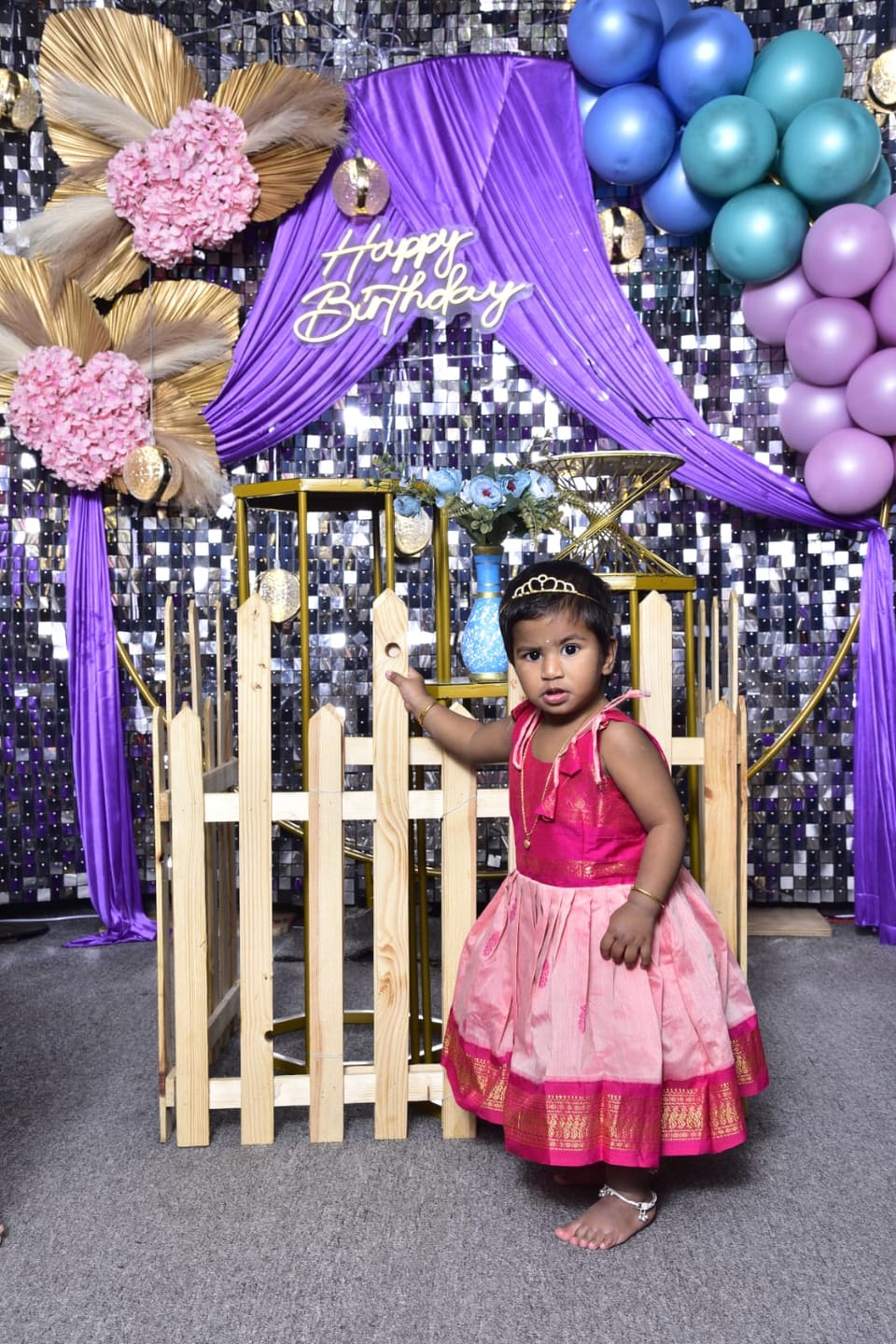 Customer photo review of Blush Pink and Magenta Tie-Up Ethnic Wear for Girls – Traditional Dress for Baby Girl