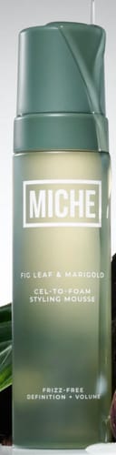 Customer's tall, green bottle of Miche Figleaf & Marigold Gel-To-Foam Styling Mousse.