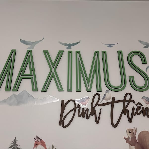 Customer photo review of First & Middle Wooden Name Sign