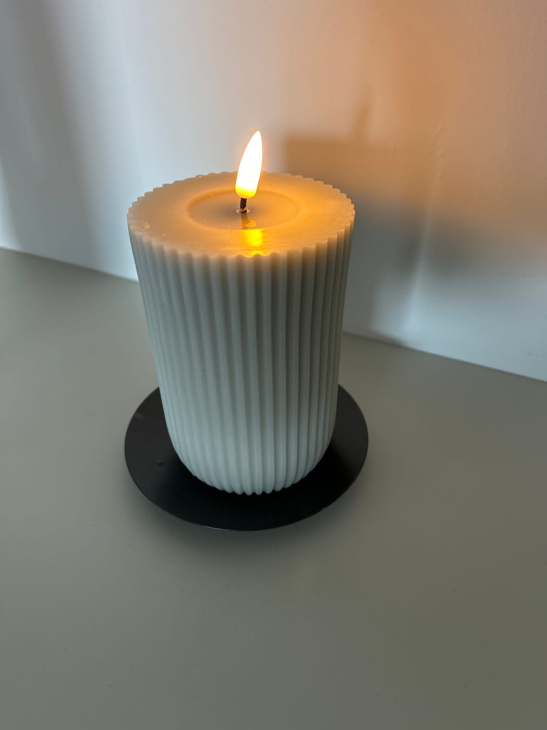 Customer photo review of Solid Stripe LED Bloklys Ø 8 X 12,5 Cm Sand