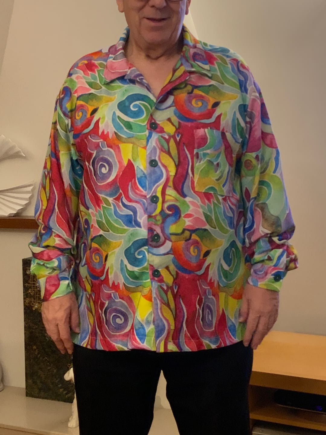 Customer photo review of Colourful Abstract Poly Linen Fabric by the Metre