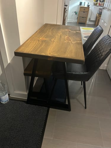 Customer photo review of Industrial Dining Table with Trapezium Leg