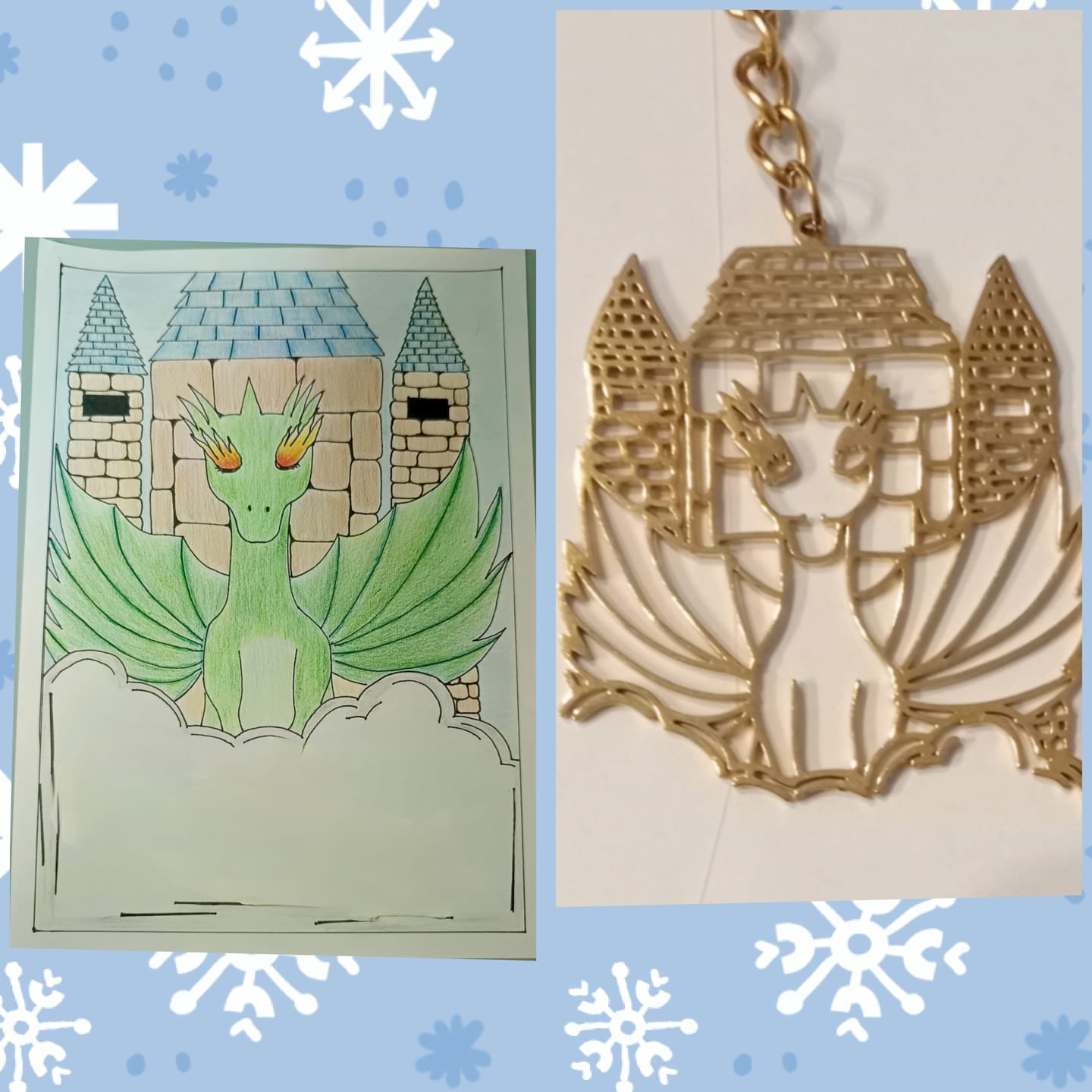 Customer photo review of Dibujo infantil personal como Collar o Colgante en oro