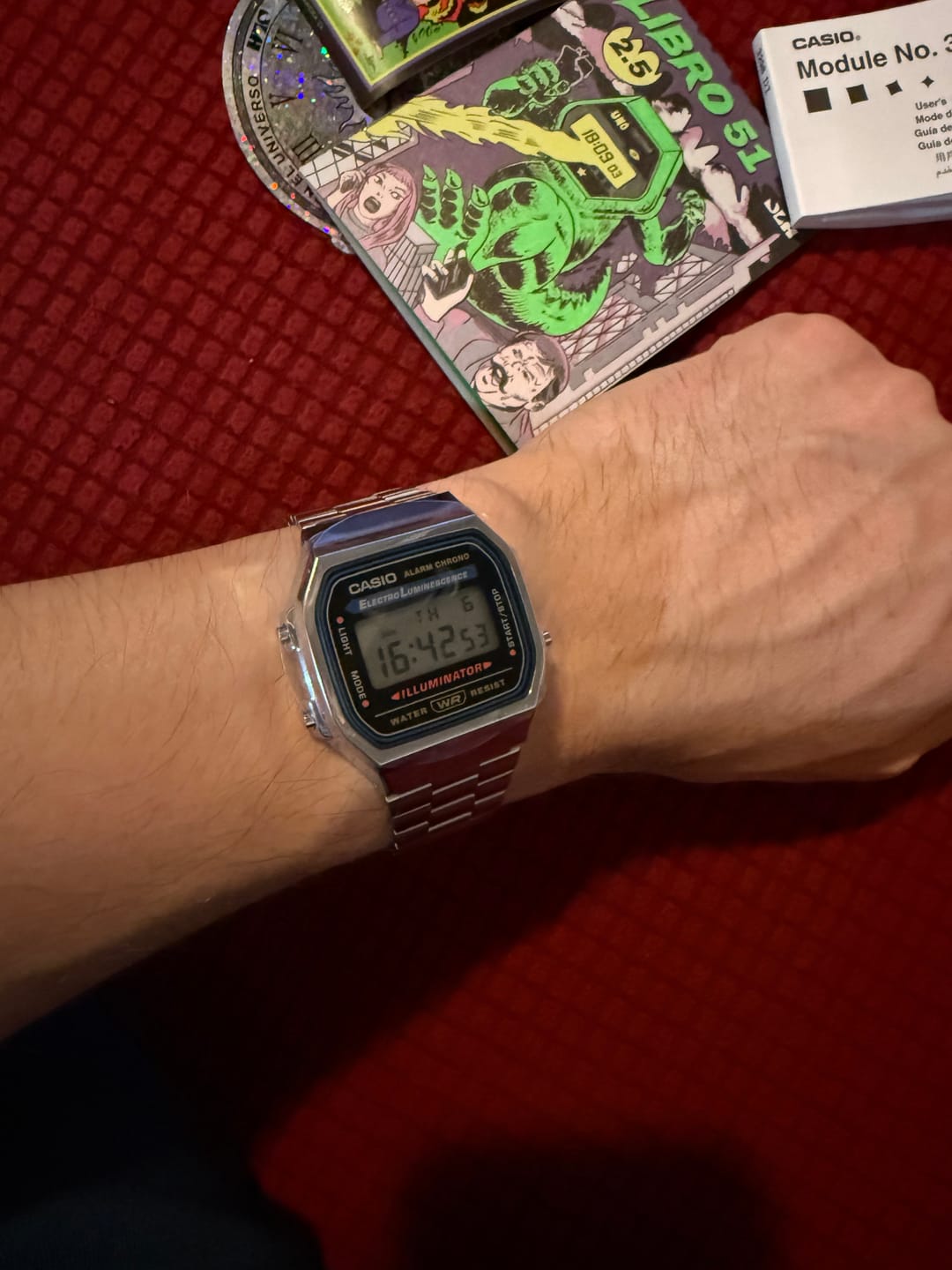 Customer photo review of Reloj Casio Vintage A168WA-1WDF Electroluminescence Plateado