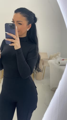 Customer photo review of Rosina - Eco-friendly Seamless Thong Bodysuit with Long Sleeves & Turtle Neck