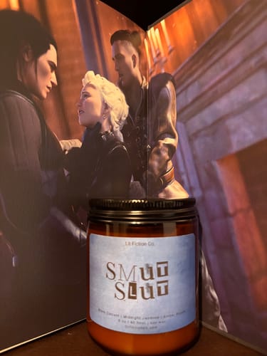 Customer photo review of Smut Slut | Spicy Book Themed Candle