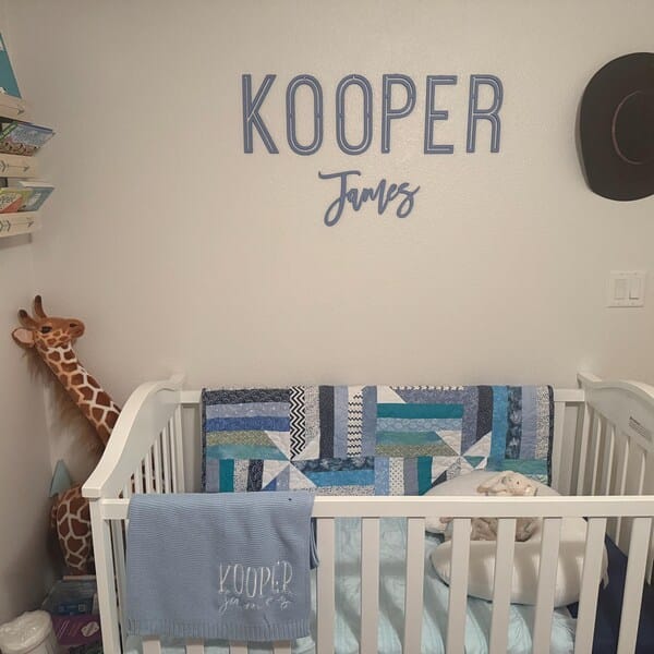 Customer photo review of First & Middle Wooden Name Sign