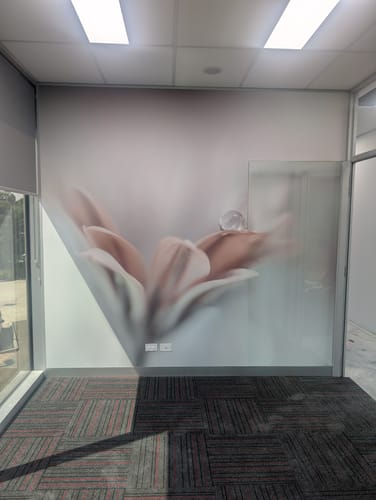 Blushing Bloom Photo Mural Wallpaper in a customer&rsquo;s home - verified photo review
