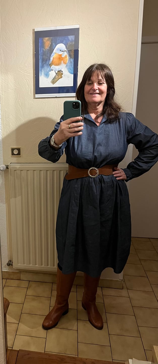 Customer photo review of Robe Allegra - jean de coton bleu