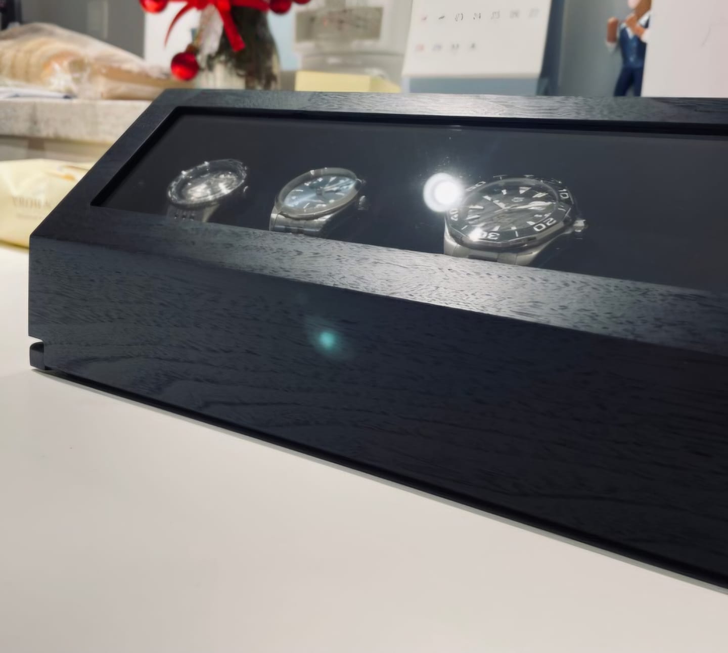 Customer photo review of WHALER 4-SLOT WATCH BOX - BLACK