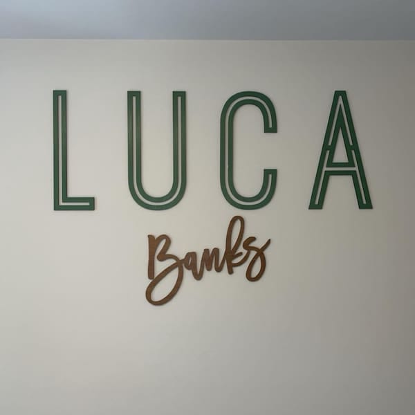 Customer photo review of First & Middle Wooden Name Sign