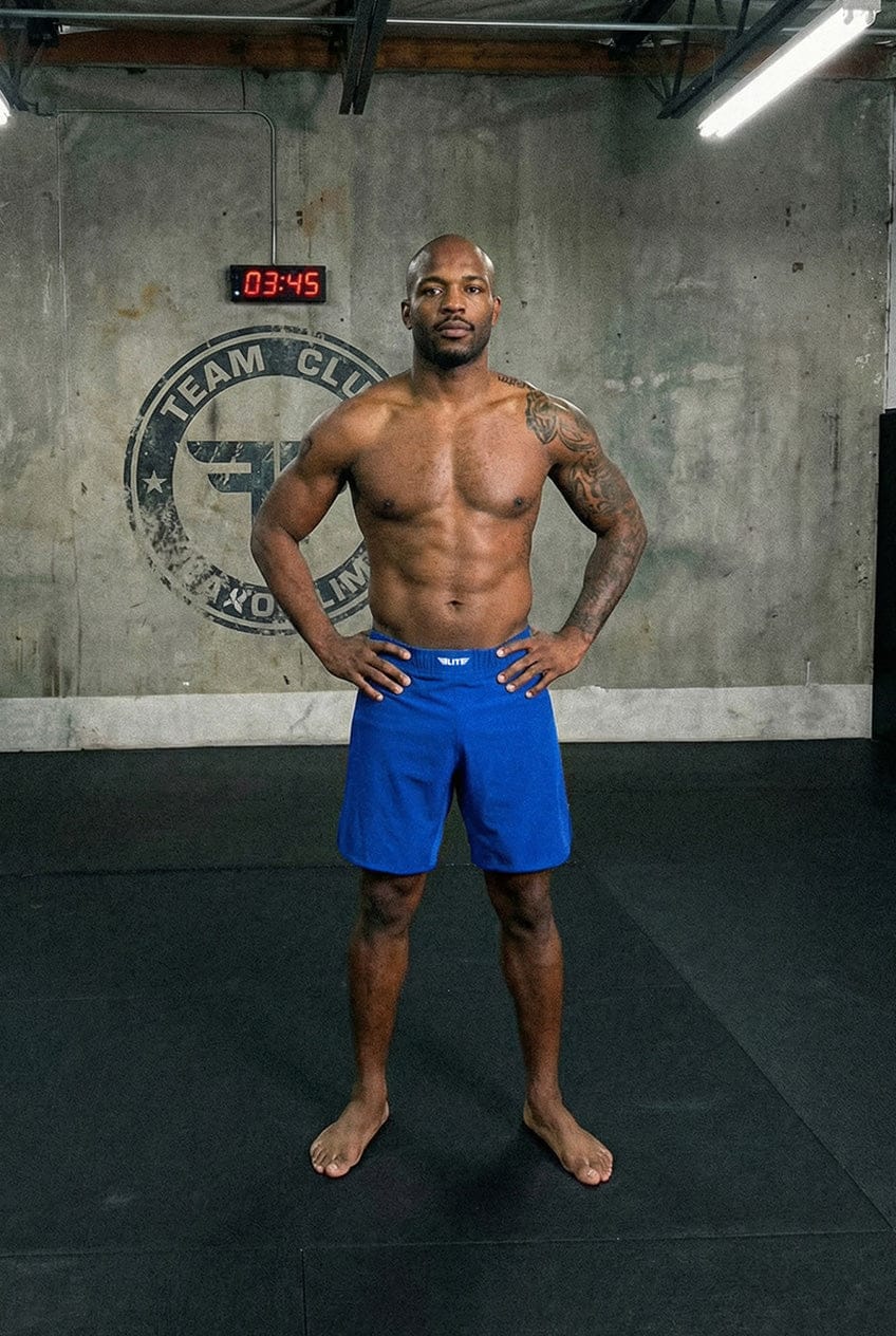 Customer photo review of Black Jack Blue No Gi Mens BJJ Shorts