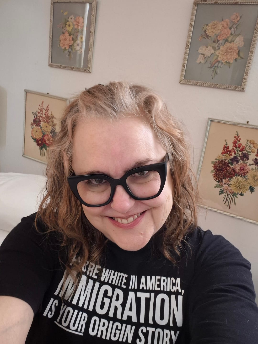Customer photo review of If you're white in America, IMMIGRATION is your origin story Unisex Tee