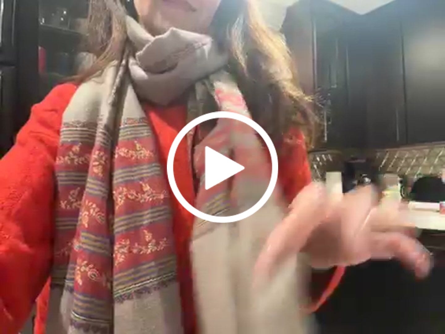 Customer video review of Natural Grey Pashmina Shawl with Contrast Palla Embroidery