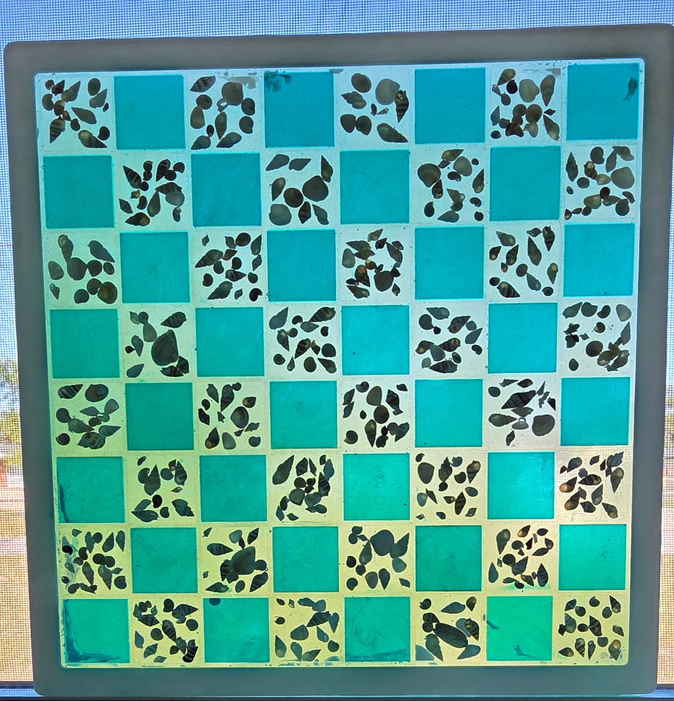 Customer photo review of 14.5x14.5x0.5" Medium Chess Board Silicone Mold With 1.5" Squares