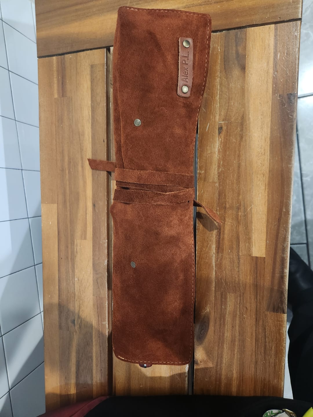 Customer photo review of Leather Suede Chef Roll