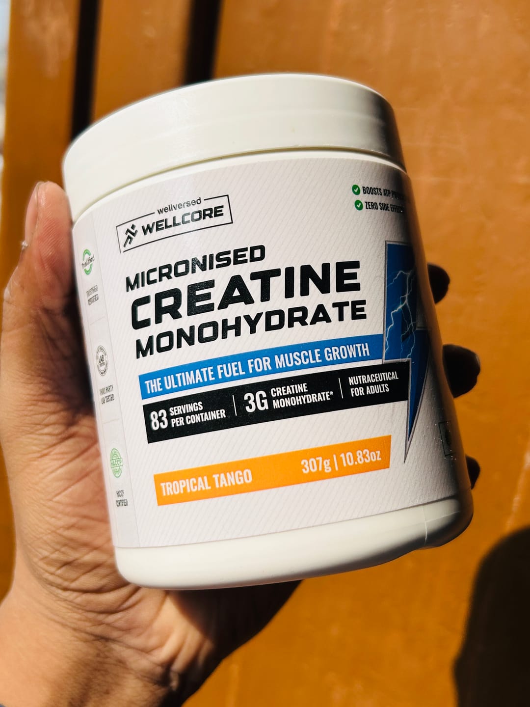 Customer photo review of Wellcore - Micronised Creatine Monohydrate (83 Servings, Tropical Tango) + Premium Steel Shaker