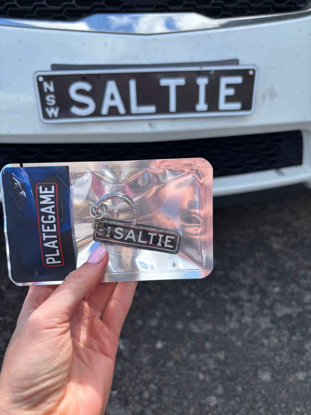 Customer photo review of NSW Premium Range Licence Plate Custom Keychain