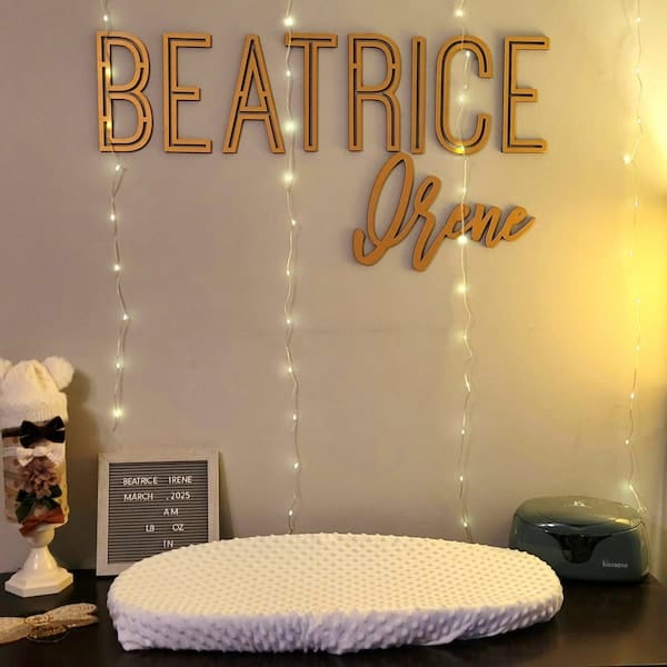 Customer photo review of First & Middle Wooden Name Sign