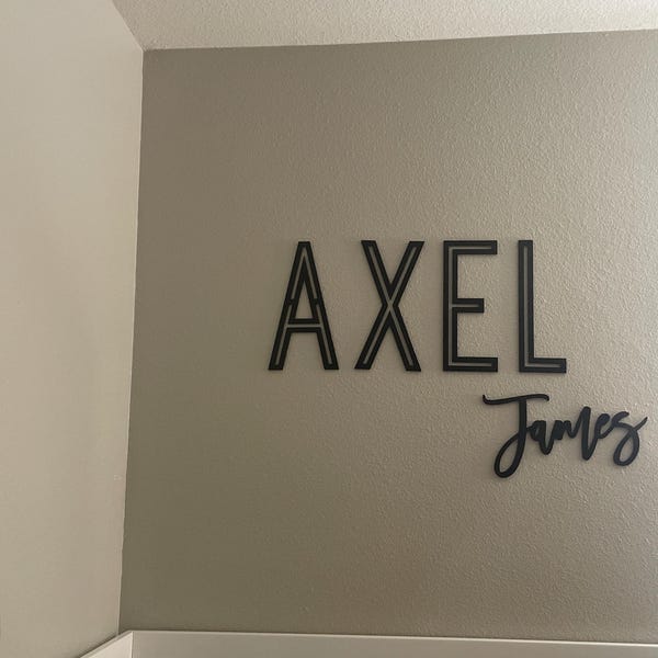 Customer photo review of First & Middle Wooden Name Sign