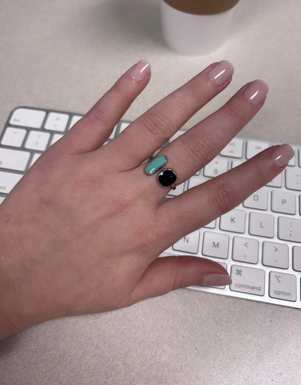 Customer photo review of Aquamarine Wrap Silver Ring