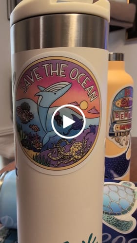 Customer video review of "Save The Ocean" Coral Reef Sticker