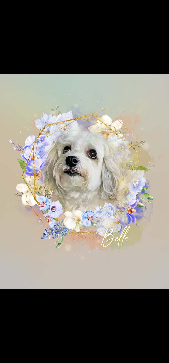 Customer photo review of Full Bloom Style Watercolor Pet Canvas