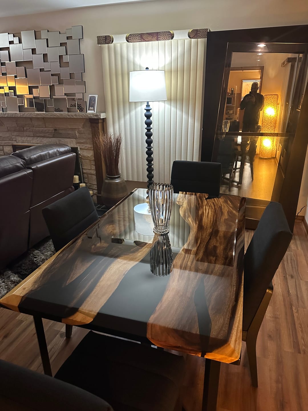 Customer photo review of Custom Black Walnut Wood River Resin Epoxy Table CT50