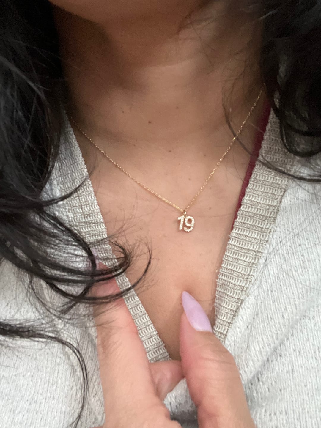 Customer photo review of Custom Number Necklace with Stones