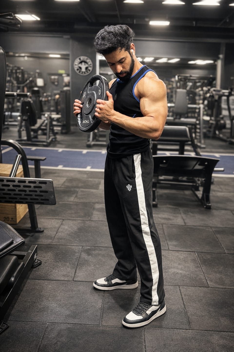 Customer photo review of PowerX Men Mid-Rise Track Pants  (Black)