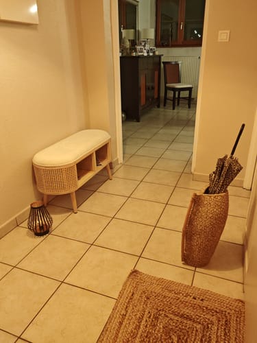 Customer photo review of ISUMI - Banc avec rangement en rotin et velours beige