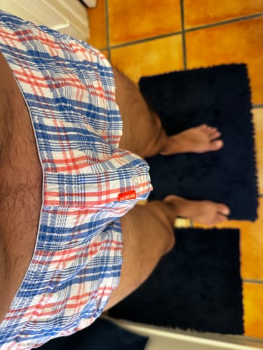 Customer photo review of 3 Pack Men’s Plaid Cotton Trunks with Button Fly
