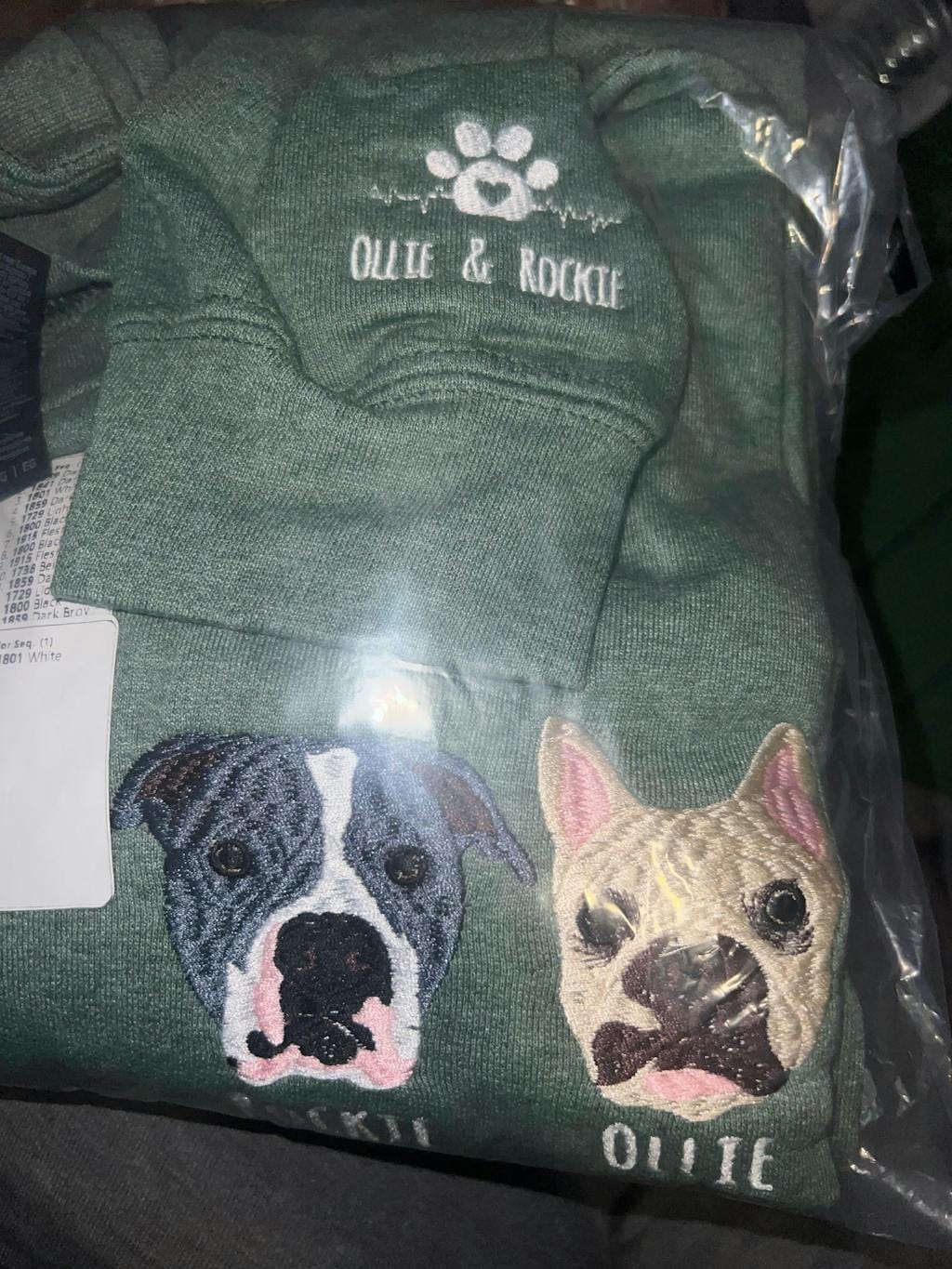 Customer photo review of Mystichot Custom Embroidered Pet Sweatshirt
