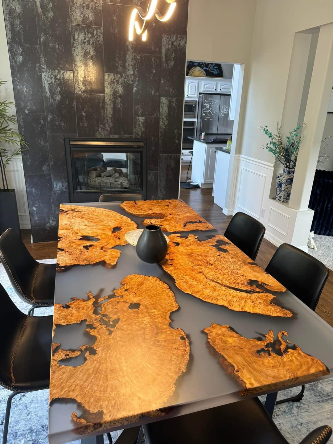Customer photo review of Custom Live Edge Walnut Wood River Resin Epoxy Tables CT27
